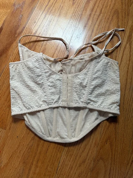 🙂Urban Outfitters Cream Textured Bustier Top - Picture 2 of 3